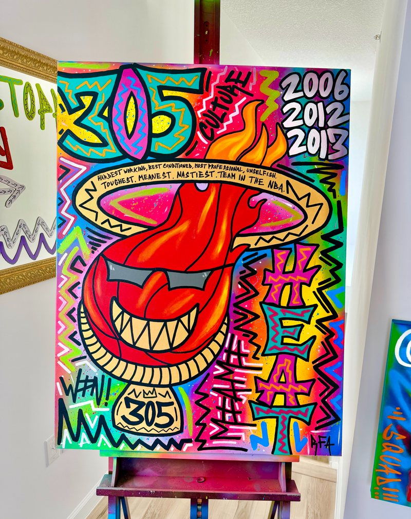 305 Heat (40"x30"), original artwork by 305 Rick Art, 40"x30".