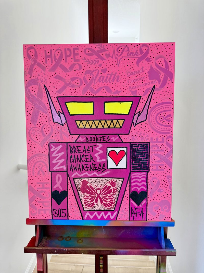 Boobies Bot (24x20"), original artwork by 305 Rick Art, 24x20".