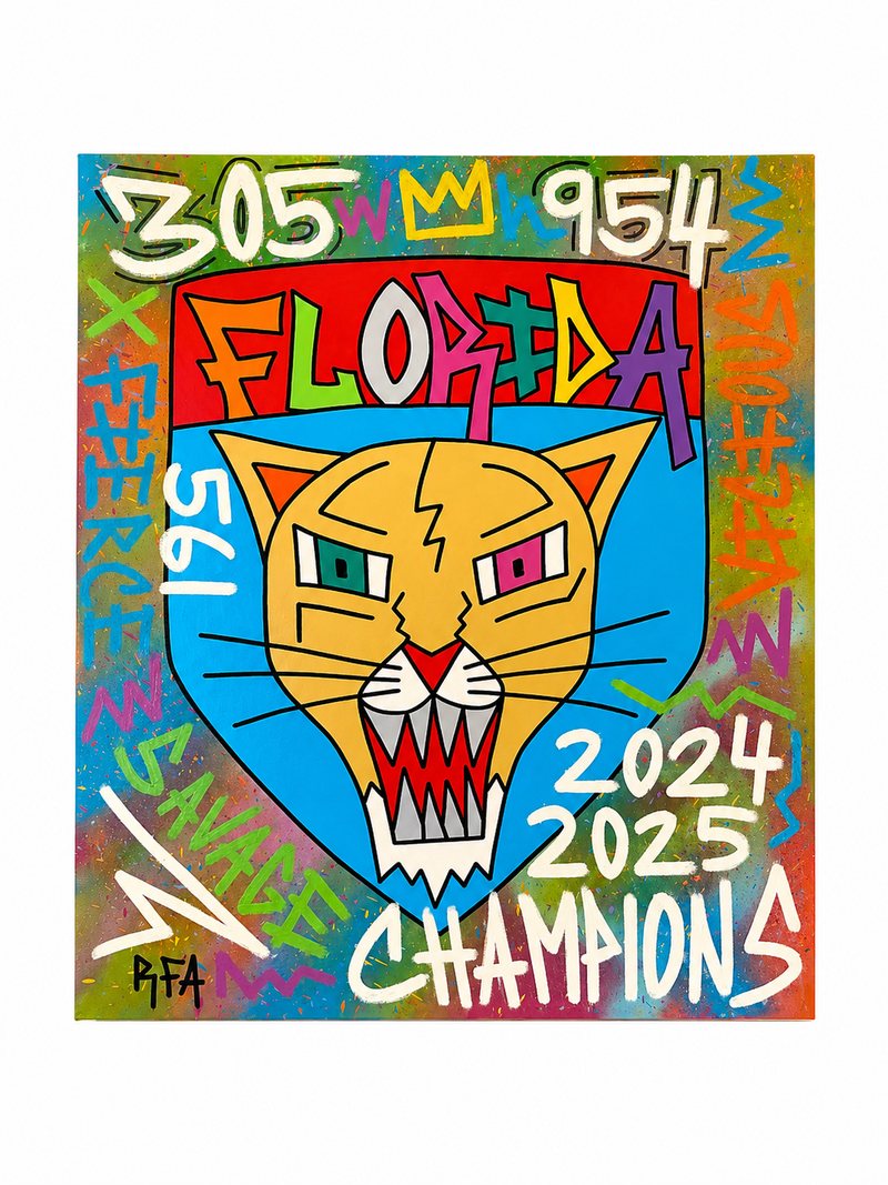 FLA Panthers World (24x20"), original artwork by 305 Rick Art, 24x20".