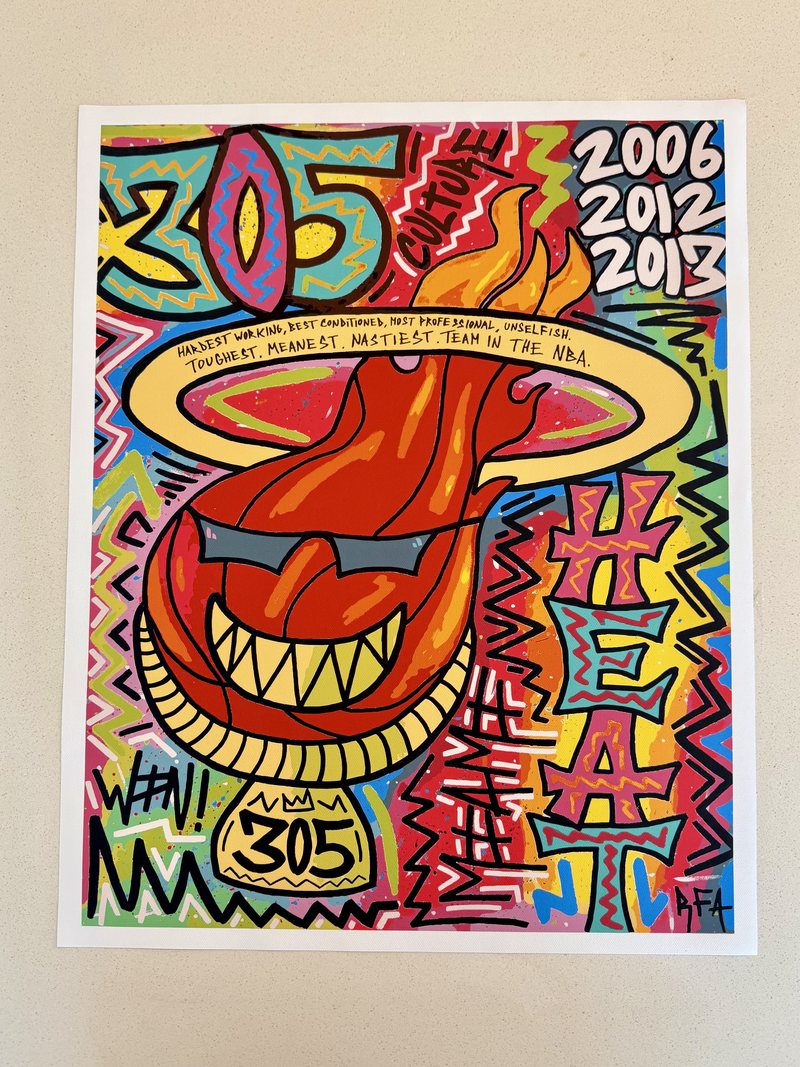 Limited Edition PRINT: 305 Heat (20x16"), original artwork by 305 Rick Art, 20x16".