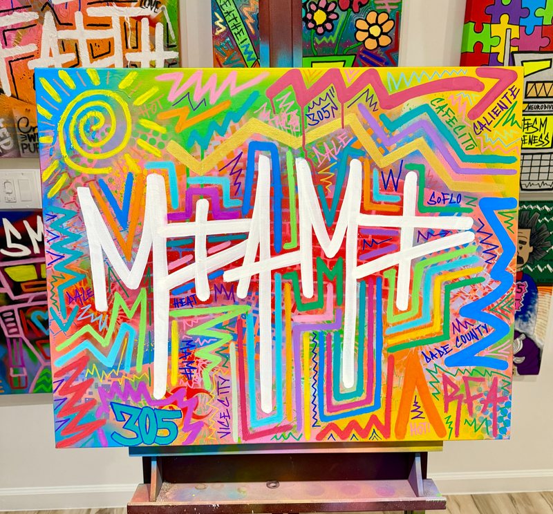 Miami Everything (30x24"), original artwork by 305 Rick Art, 30x24".