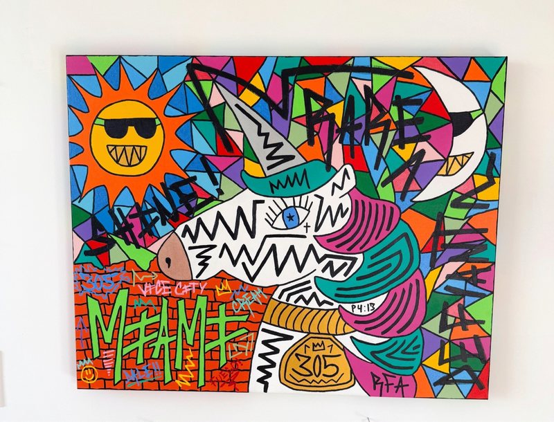 Miami Unicorn (30x24") by 305 Rick Art, additional view 2 of 5.